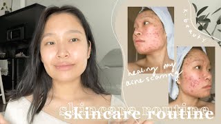 my holy grail skincare routine  how I healed my severe acne scarring texture amp hyperpigmentation [upl. by Aryad]