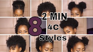 8 SUPER QUICK HAIRSTYLES ON SHORT 4C HAIR [upl. by Oglesby]