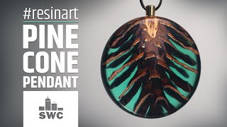 How to make a pine cone and resin pendant  Woodturning [upl. by Ylahtan462]