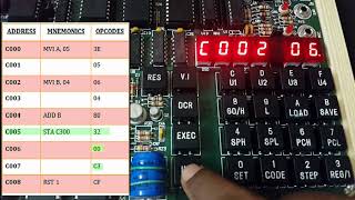 Getting to know 8085 MP Kit and 8 bit addition program [upl. by Haggar]