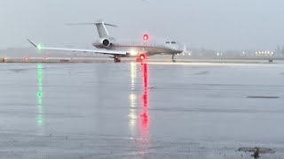 Stormy Bombardier Global 7500 Takeoff [upl. by Evot93]