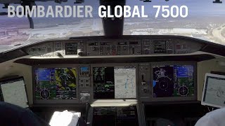 Landing the Bombardier Global 7500 Cockpit View – AIN [upl. by Shanney]