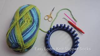 Easy Loom Knit Slipper Socks [upl. by Neyuq825]